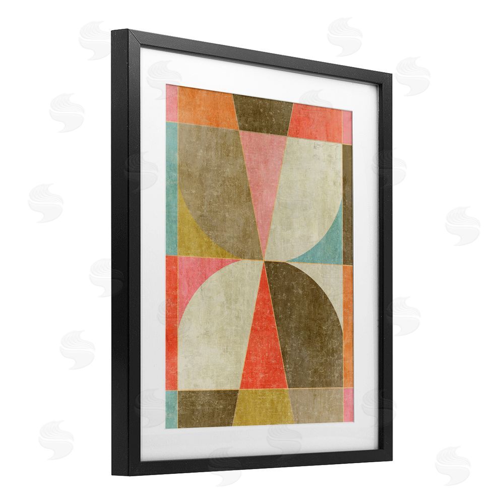 Suzanne Nicoll Pinwheel Symmetric Shapes Black Framed Print Under Glass Wall Art
