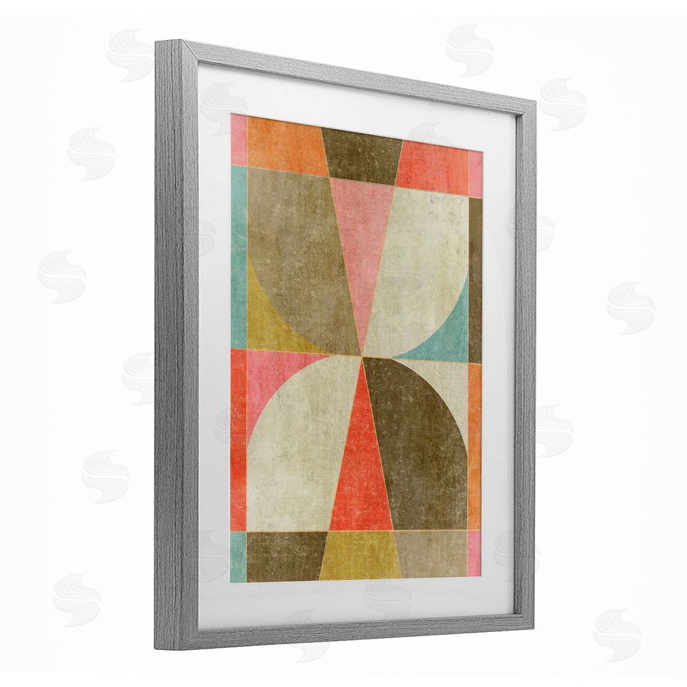 Suzanne Nicoll Pinwheel Symmetric Shapes Gray Framed Print Under Glass Wall Art