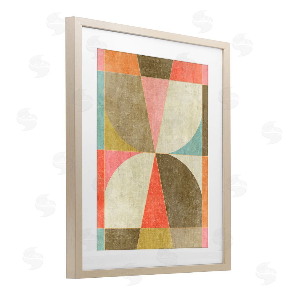 Suzanne Nicoll Pinwheel Symmetric Shapes Brown Framed Print Under Glass Wall Art
