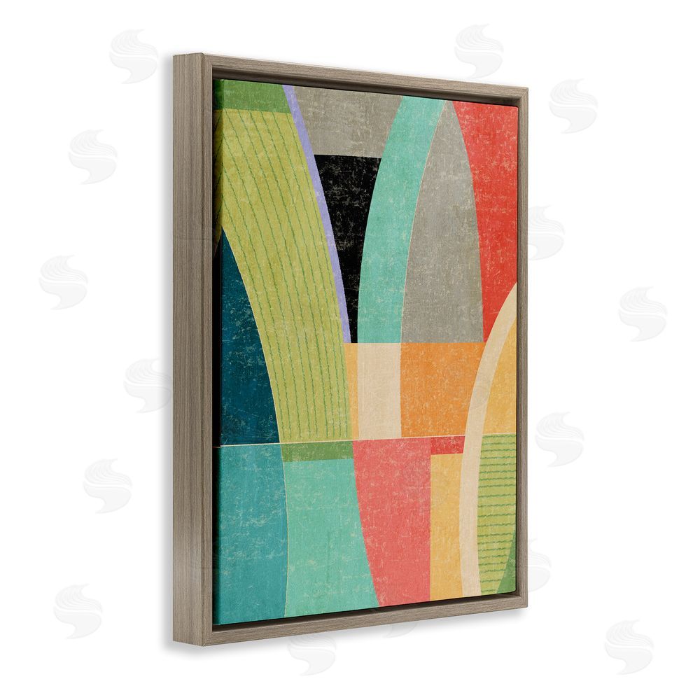 Suzanne Nicoll Retro Geometric Archways Brown Floating Frame Canvas Wall Art Print