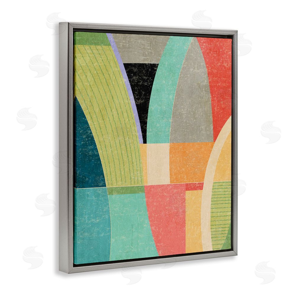 Suzanne Nicoll Retro Geometric Archways Gray Floating Frame Canvas Wall Art Print