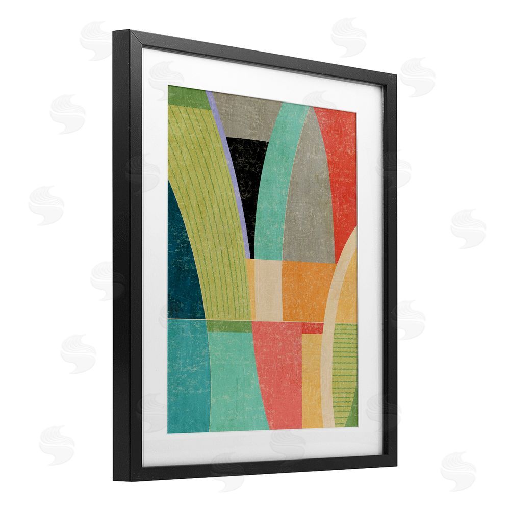 Suzanne Nicoll Retro Geometric Archways Black Framed Print Under Glass Wall Art