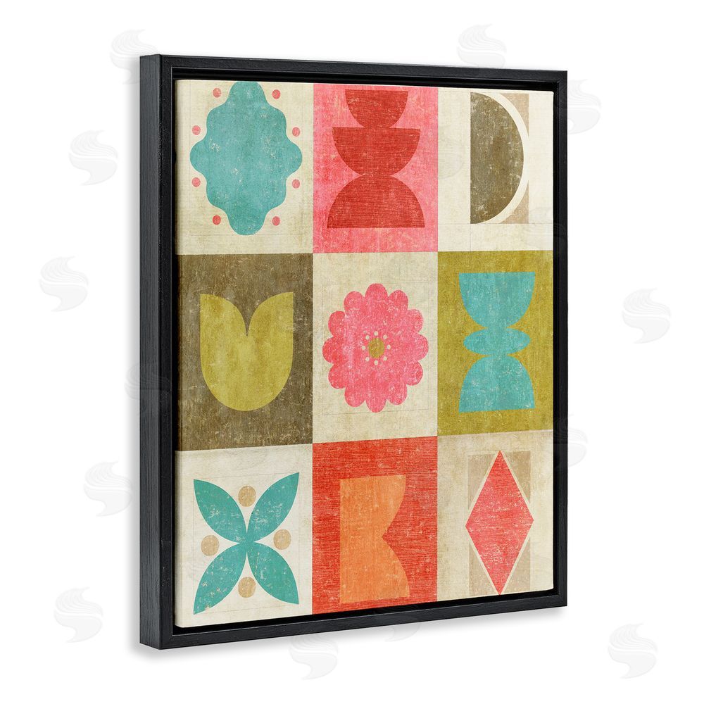 Suzanne Nicoll Happy Dance Geometrics Black Floating Frame Canvas Wall Art Print
