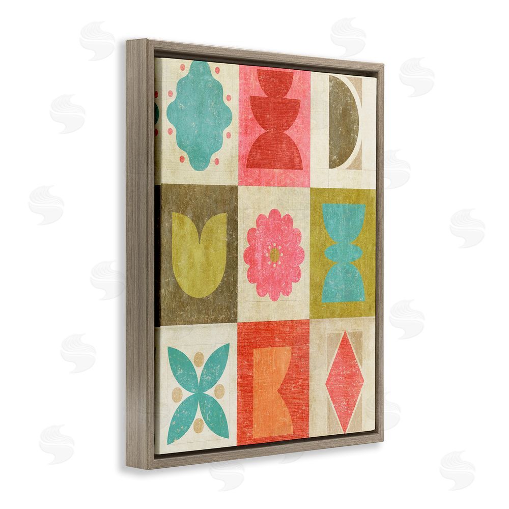 Suzanne Nicoll Happy Dance Geometrics Brown Floating Frame Canvas Wall Art Print