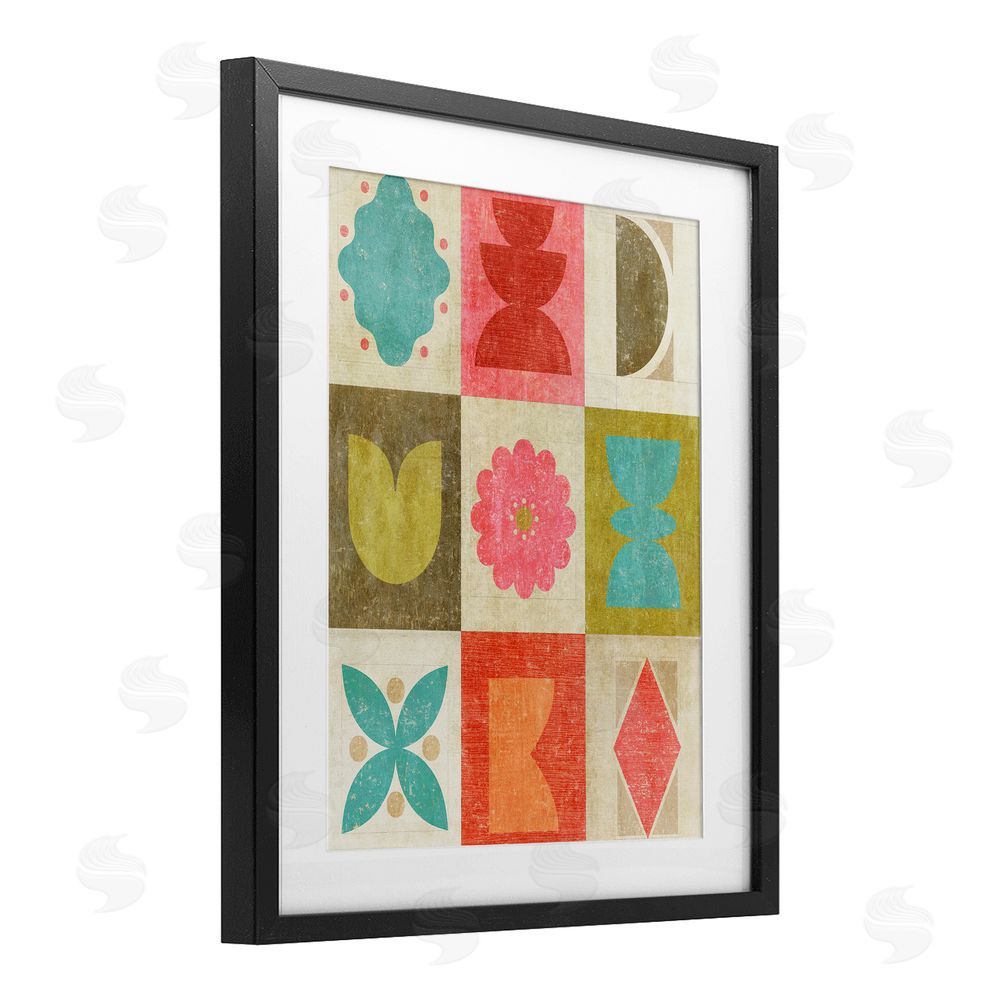 Suzanne Nicoll Happy Dance Geometrics Black Framed Print Under Glass Wall Art