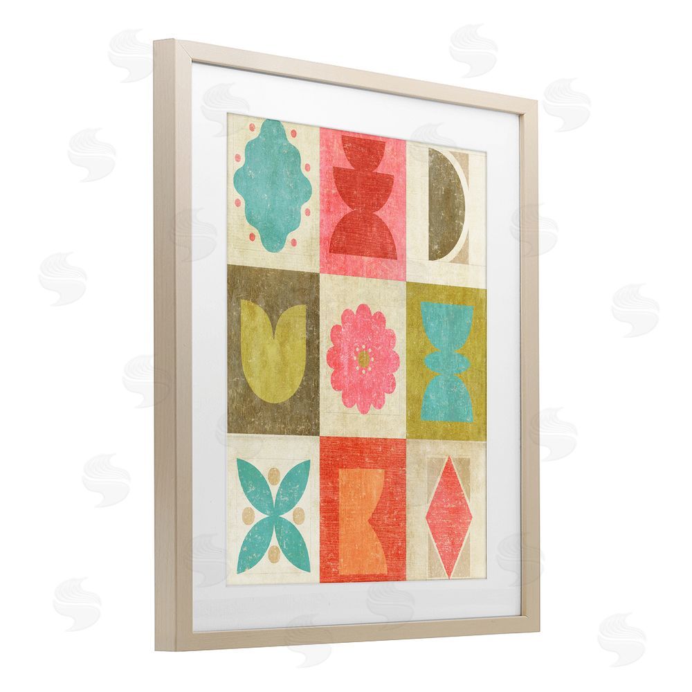 Suzanne Nicoll Happy Dance Geometrics Brown Framed Print Under Glass Wall Art