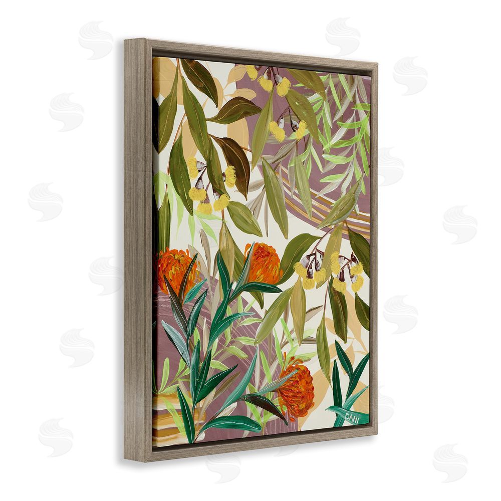 Dani Heyward Walk With Me Blooms Brown Floating Frame Canvas Wall Art Print