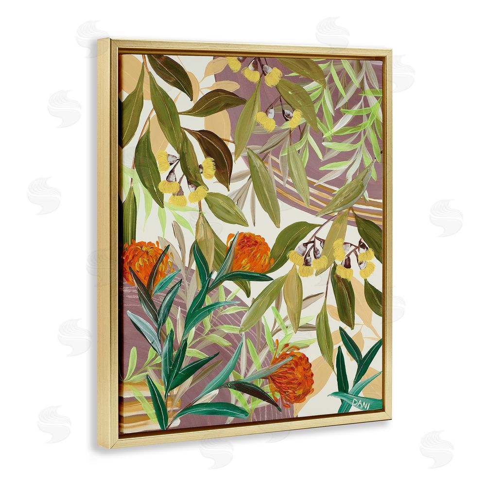Dani Heyward Walk With Me Blooms Gold Floating Frame Canvas Wall Art Print