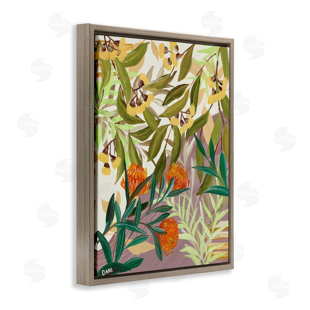 Dani Heyward Walk With Me Florals Brown Floating Frame Canvas Wall Art Print