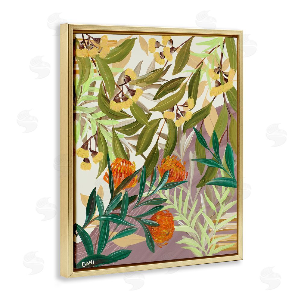 Dani Heyward Walk With Me Florals Gold Floating Frame Canvas Wall Art Print