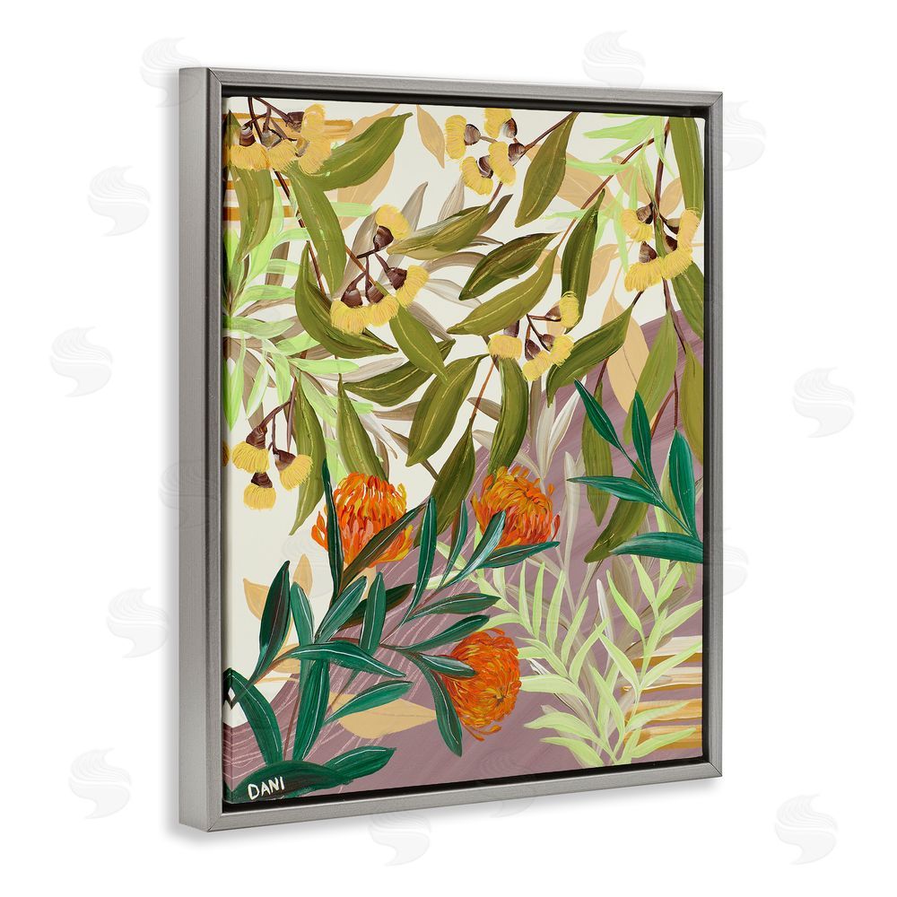 Dani Heyward Walk With Me Florals Gray Floating Frame Canvas Wall Art Print