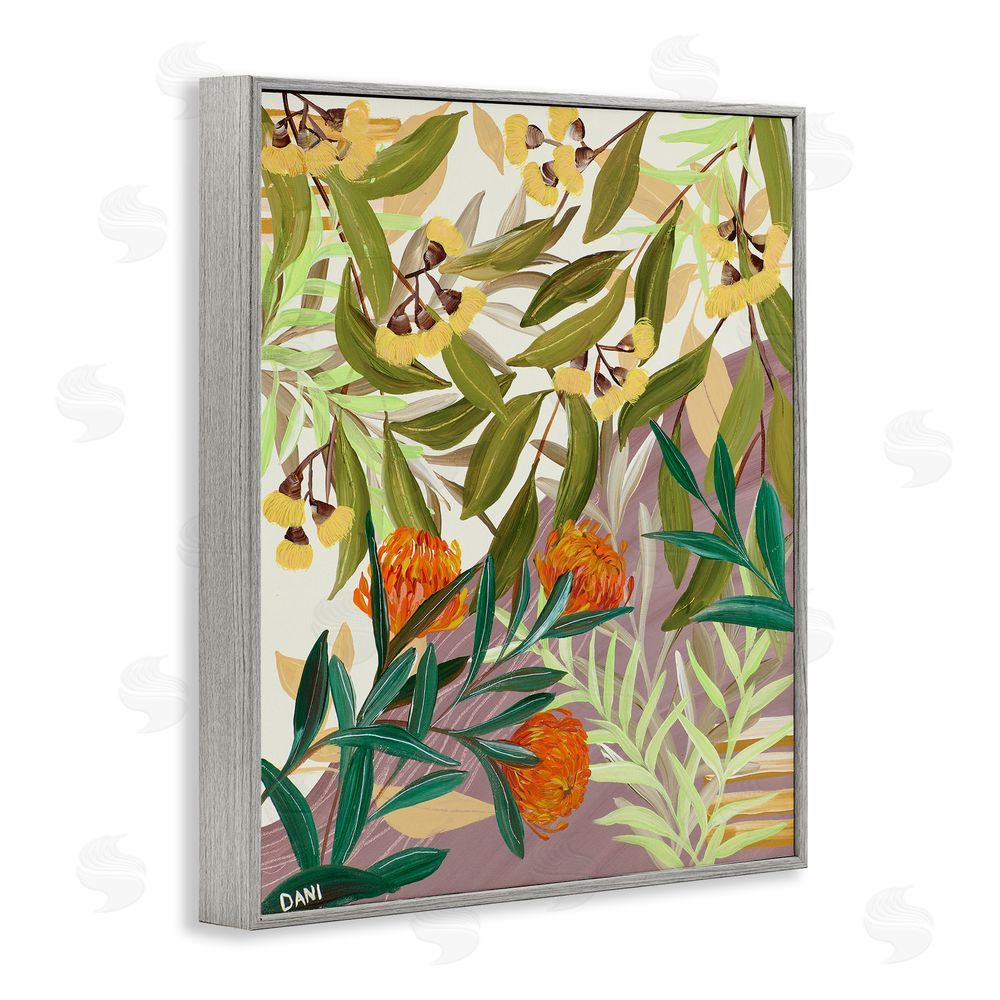 Dani Heyward Walk With Me Florals Gray Framed Giclee Wall Art Print
