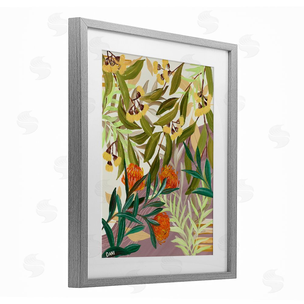 Dani Heyward Walk With Me Florals Gray Framed Print Under Glass Wall Art