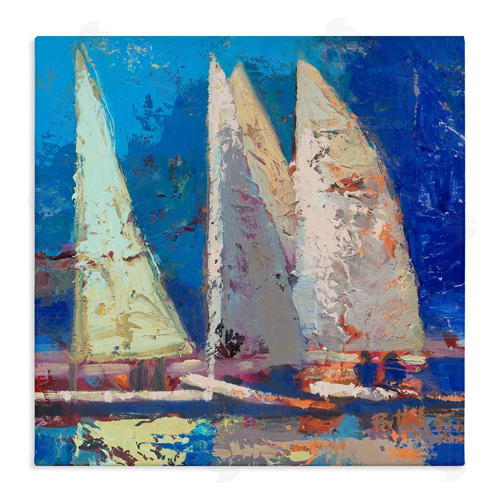 Beth A. Forst A Strong Wind Sailboats Stretched Canvas Wall Art Print