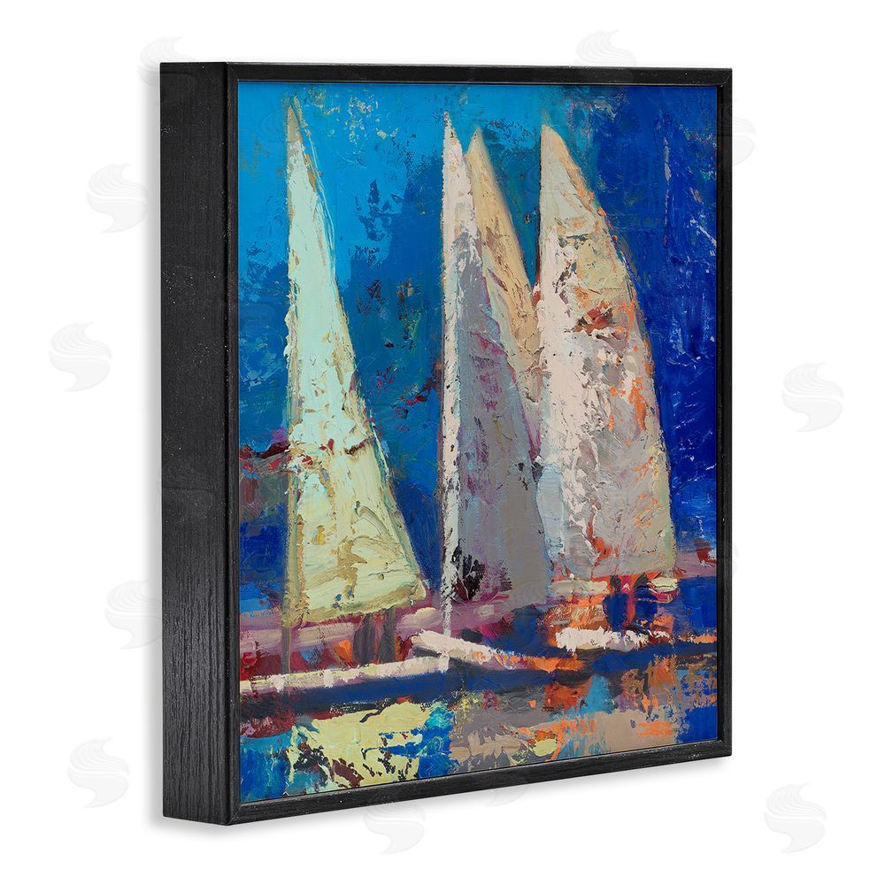 Beth A. Forst A Strong Wind Sailboats Black Framed Giclee Wall Art Print