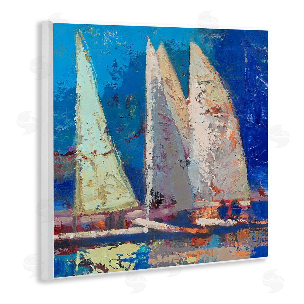 Beth A. Forst A Strong Wind Sailboats Wooden Wall Plaque Art Print