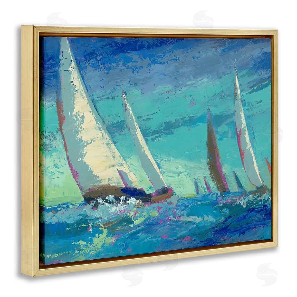 Beth A. Forst Abstract Expression Regatta Gold Floating Frame Canvas Wall Art Print