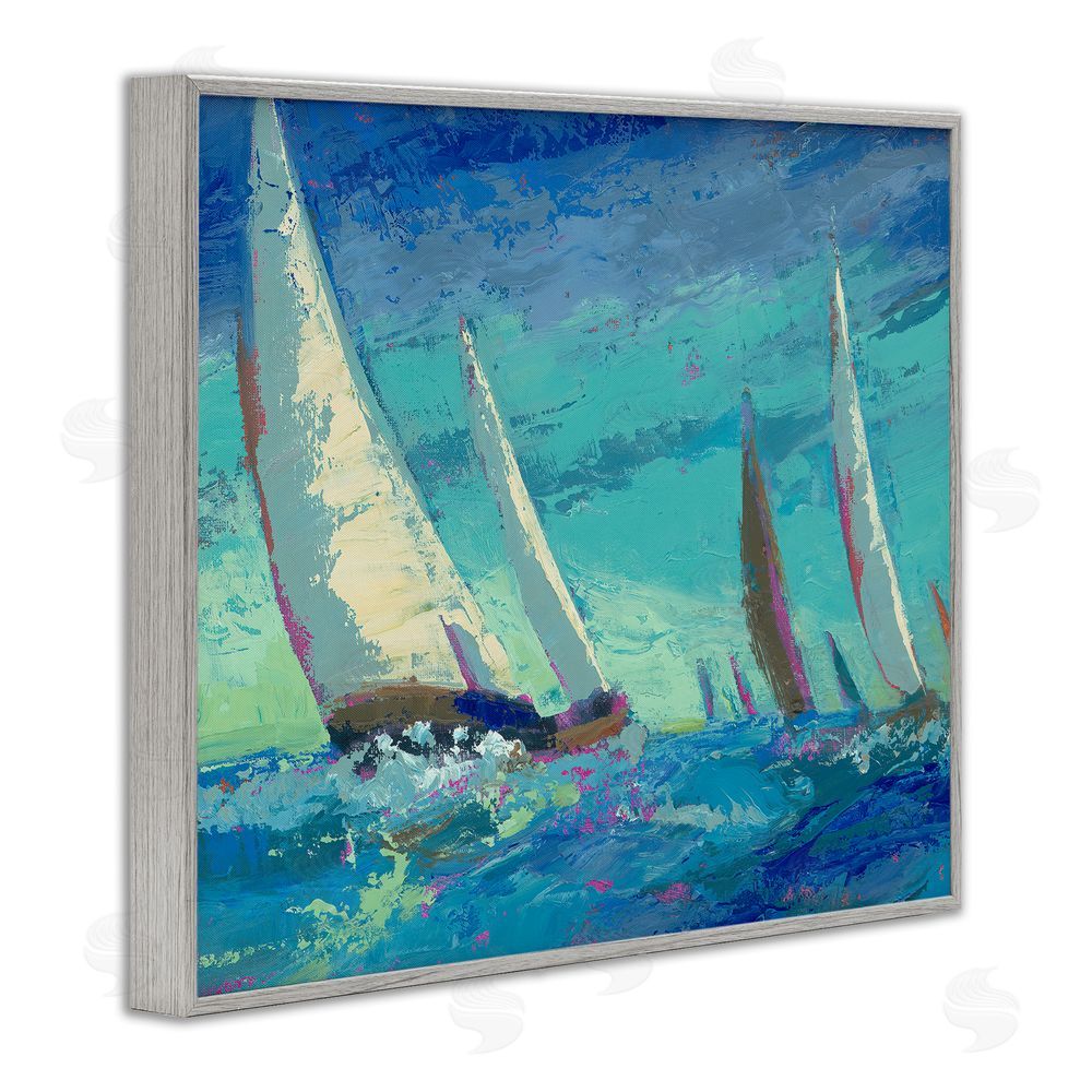 Beth A. Forst Abstract Expression Regatta Gray Framed Giclee Wall Art Print