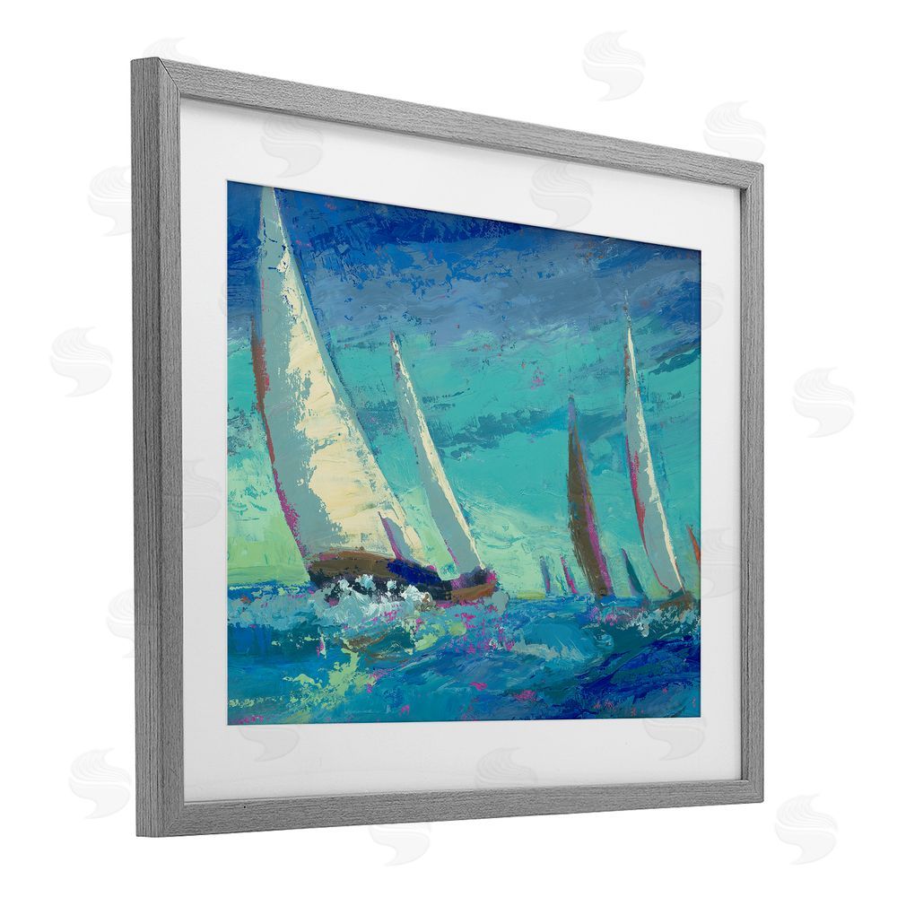 Beth A. Forst Abstract Expression Regatta Gray Framed Print Under Glass Wall Art