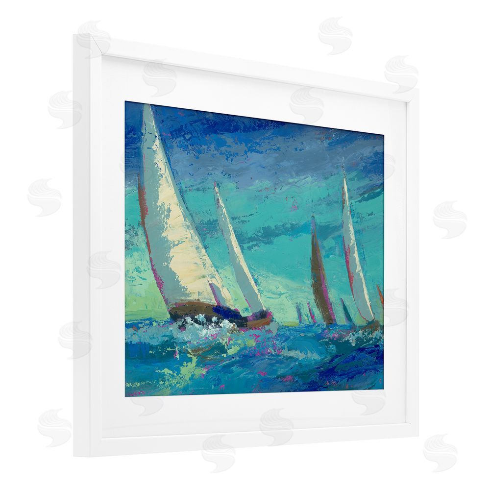 Beth A. Forst Abstract Expression Regatta White Framed Print Under Glass Wall Art