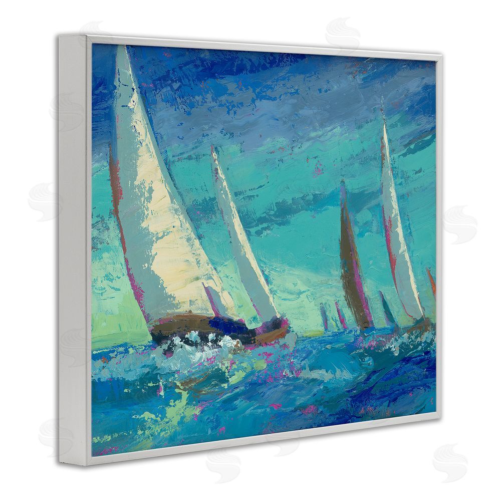 Beth A. Forst Abstract Expression Regatta White Framed Giclee Wall Art Print