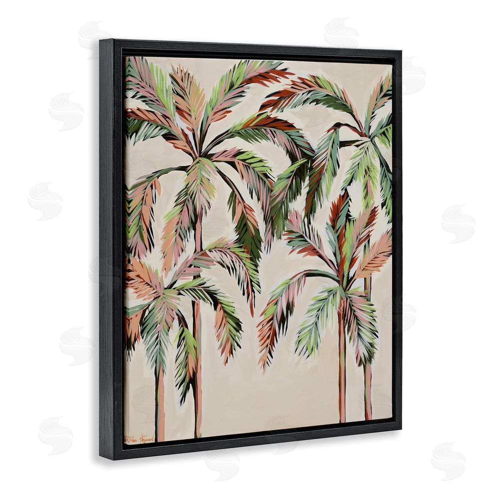 Dani Heyward Blushing Palm Tree Canopy Black Floating Frame Canvas Wall Art Print