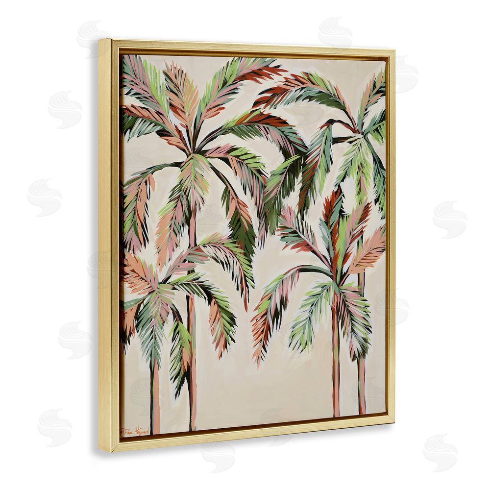 Dani Heyward Blushing Palm Tree Canopy Gold Floating Frame Canvas Wall Art Print
