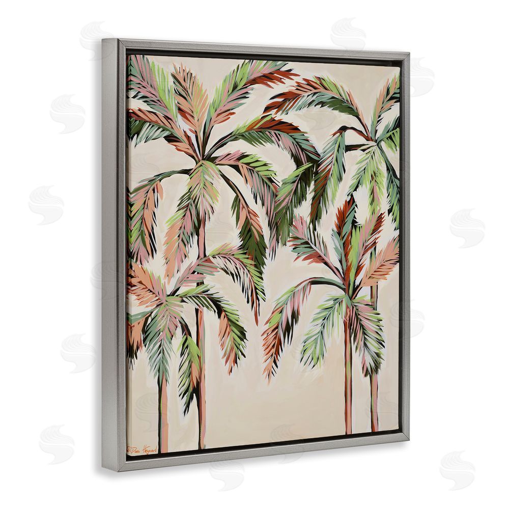 Dani Heyward Blushing Palm Tree Canopy Gray Floating Frame Canvas Wall Art Print