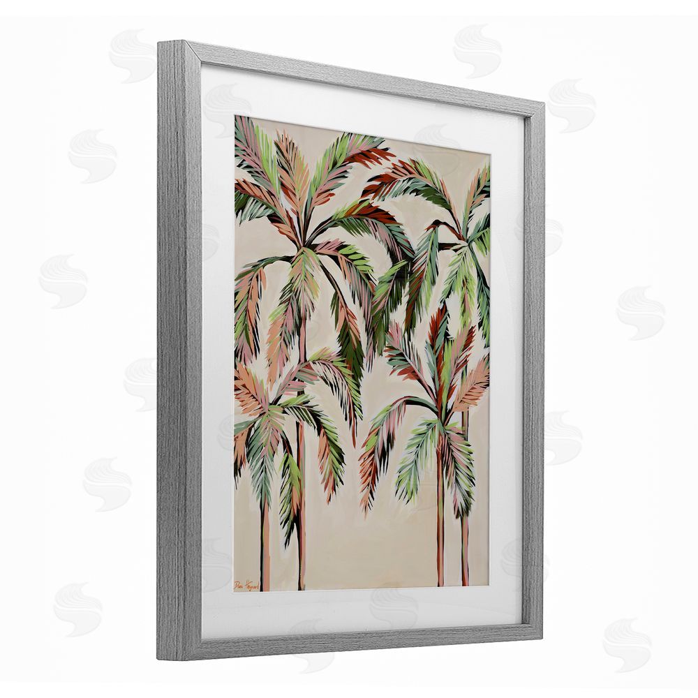 Dani Heyward Blushing Palm Tree Canopy Gray Framed Print Under Glass Wall Art