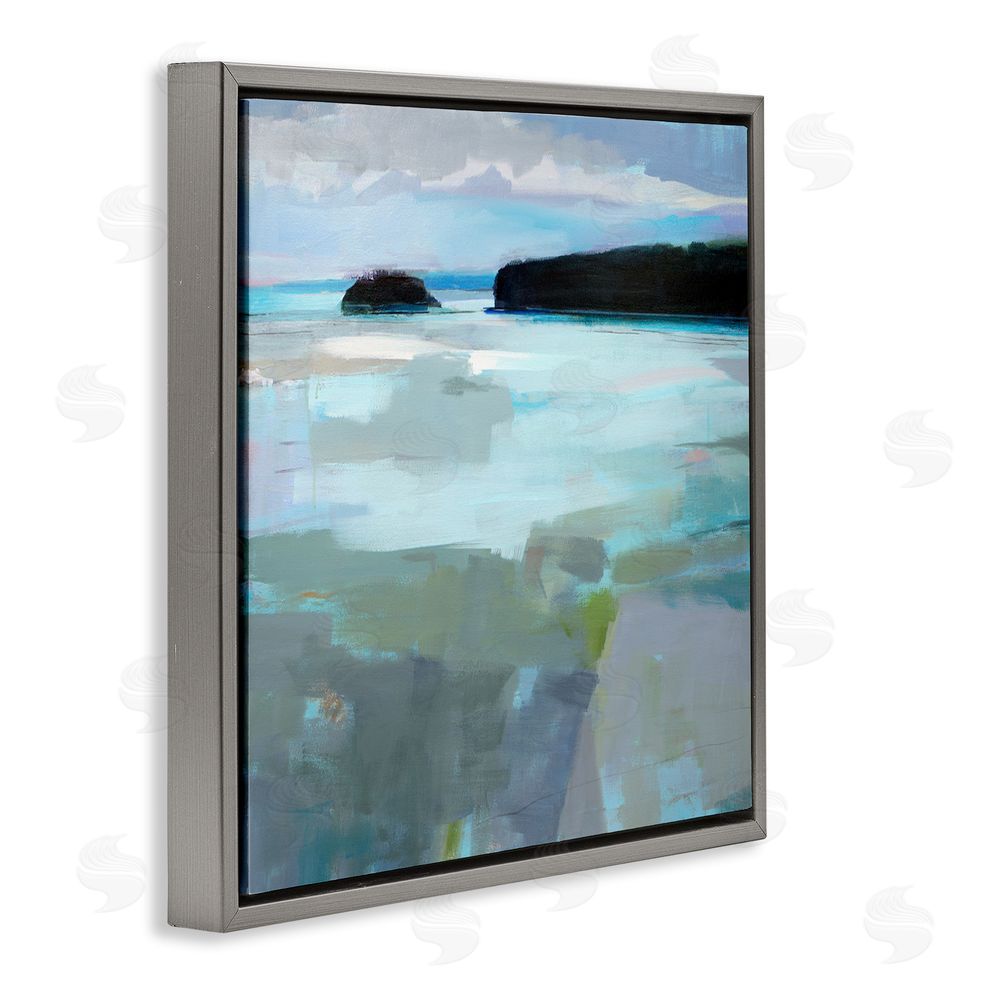 Kathleen Robbins Freeport Maine Abstraction Gray Floating Frame Canvas Wall Art Print