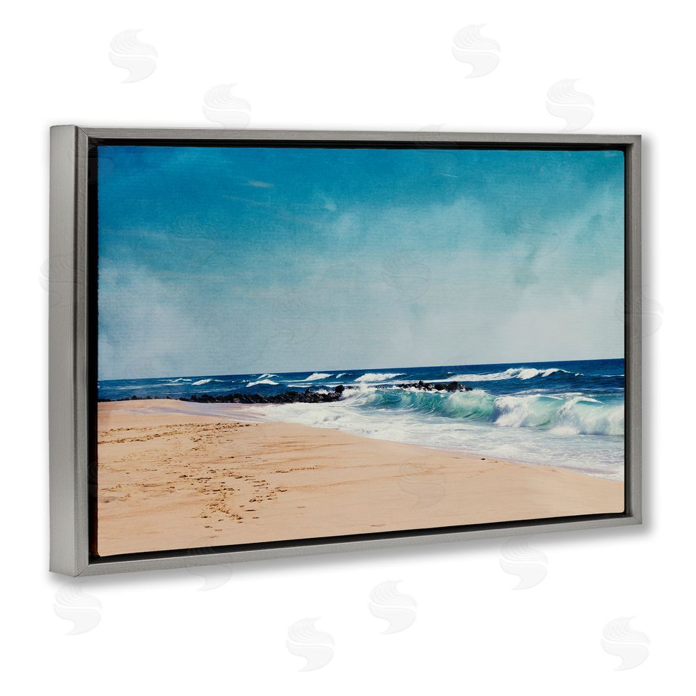 Dirk Wüstenhagen Atlantic Waves Shoreline Gray Floating Frame Canvas Wall Art Print
