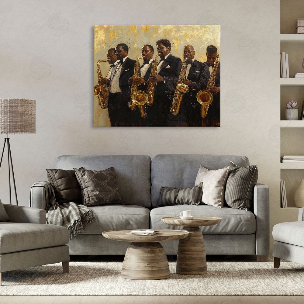 Marta Wiley Golden Era Ensemble Stretched Canvas Wall Art Print in Room