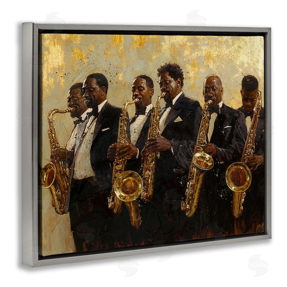 Marta Wiley Golden Era Ensemble Gray Floating Frame Canvas Wall Art Print