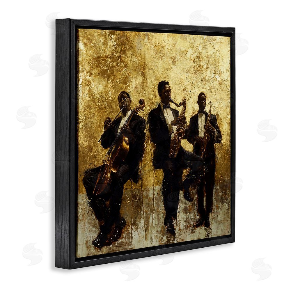 Marta Wiley Golden Era Musicians Abstraction Black Floating Frame Canvas Wall Art Print