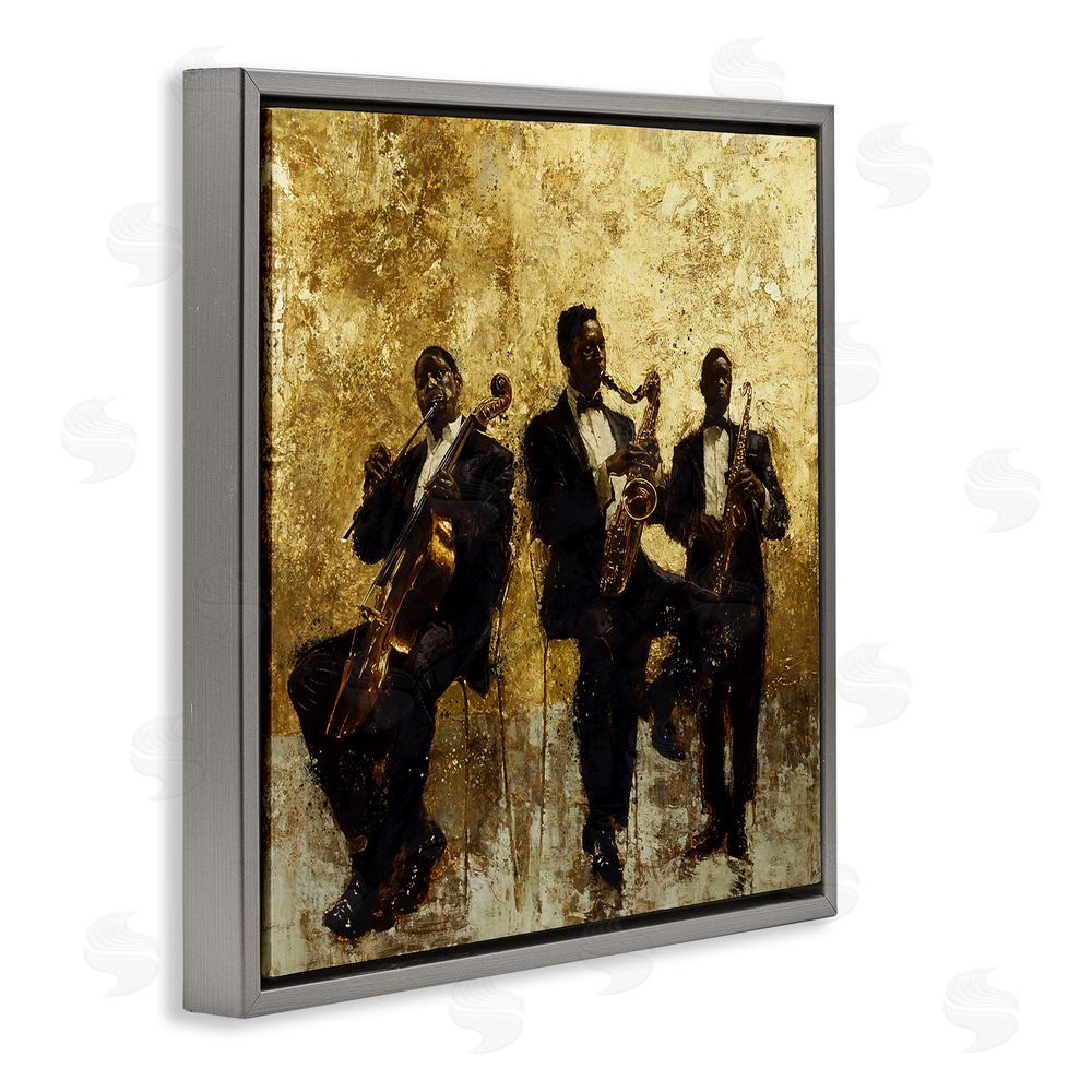 Marta Wiley Golden Era Musicians Abstraction Gray Floating Frame Canvas Wall Art Print