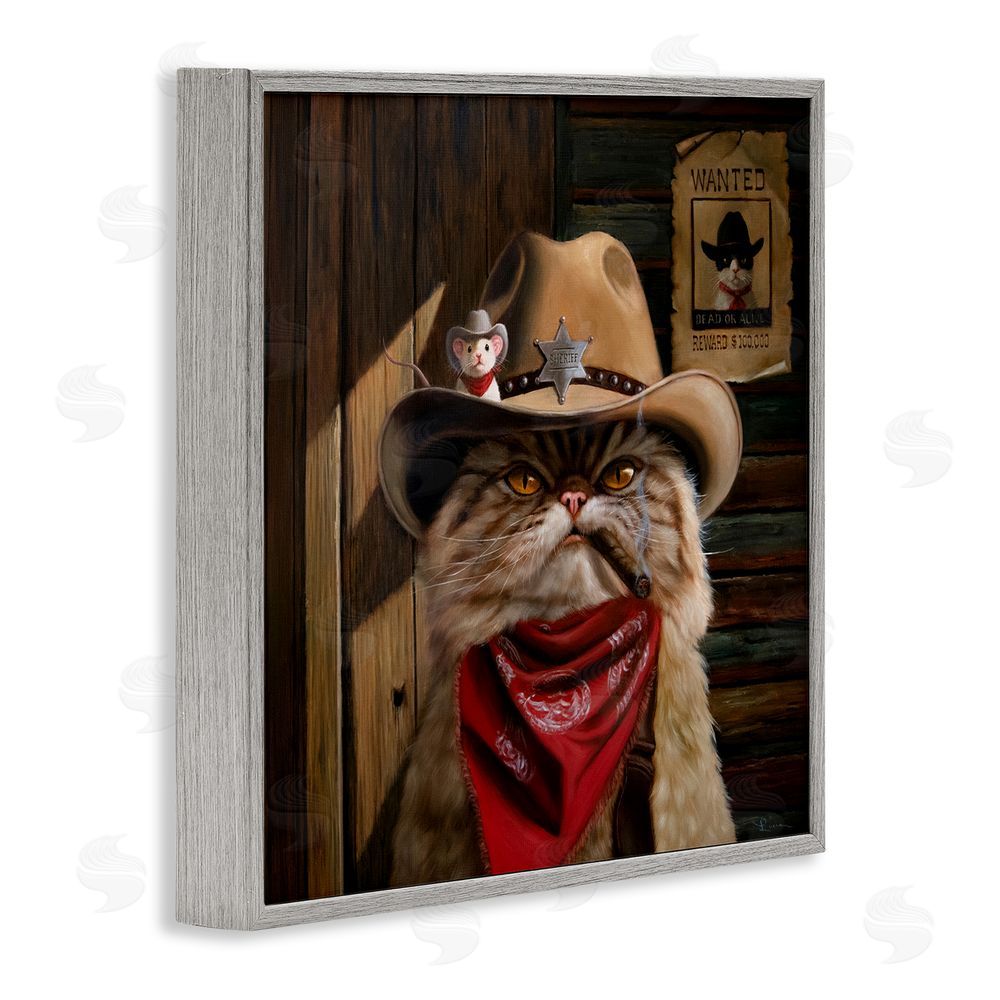 Lucia Heffernan Deputy Purrkins Cat Sheriff Gray Framed Giclee Print Wall Art