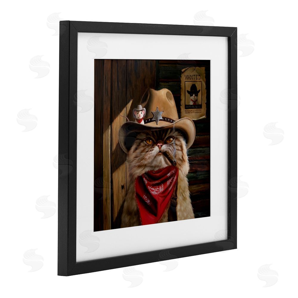 Lucia Heffernan Deputy Purrkins Cat Sheriff Black Framed Print Under Glass Wall Art