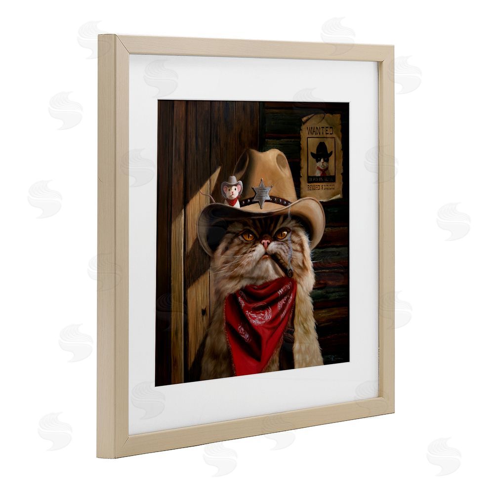 Lucia Heffernan Deputy Purrkins Cat Sheriff Brown Framed Print Under Glass Wall Art