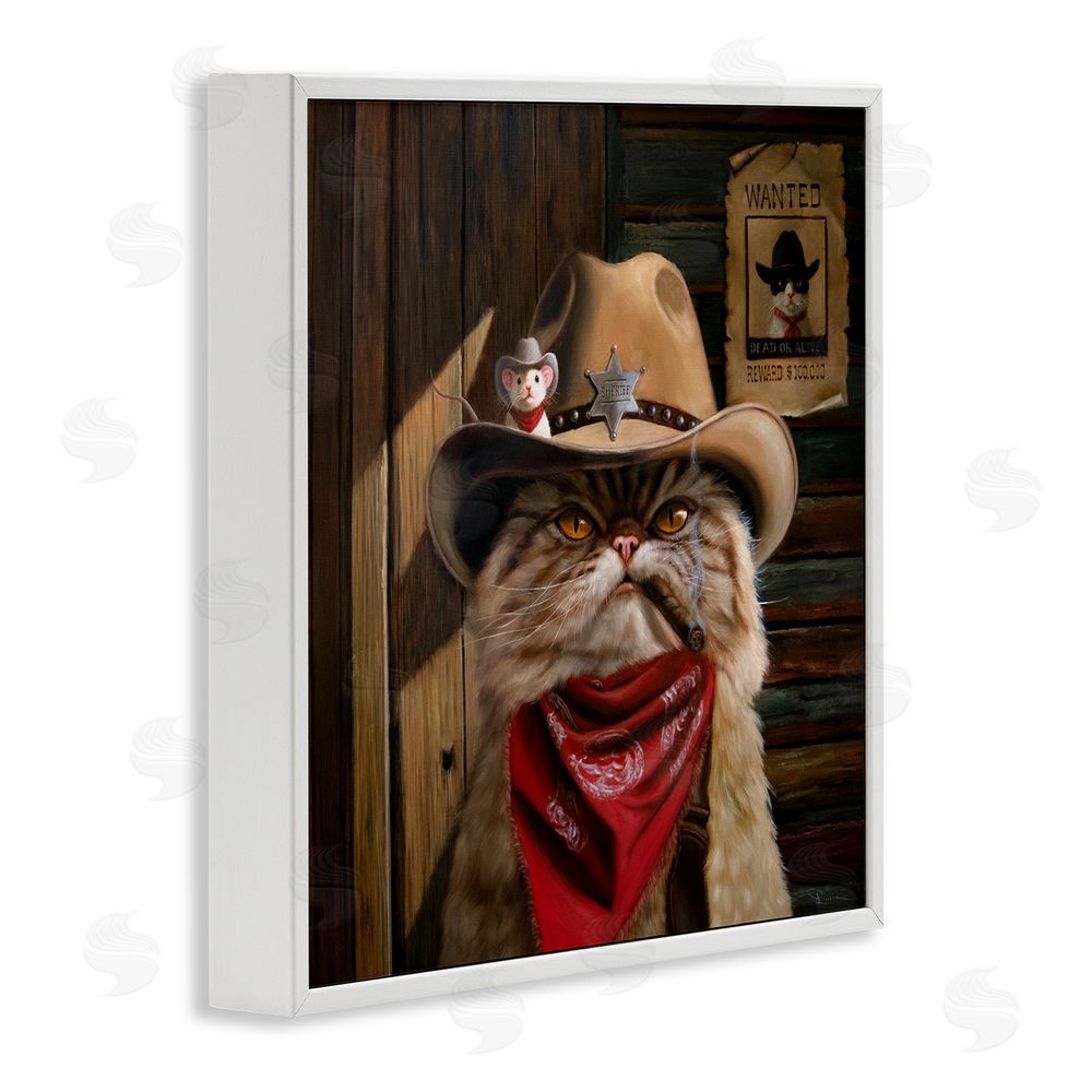 Lucia Heffernan Deputy Purrkins Cat Sheriff White Framed Giclee Print Wall Art