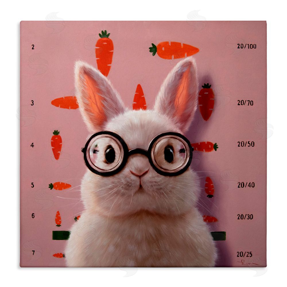 Lucia Heffernan Bunny & Carrots Eye Exam Stretched Canvas Wall Art Print