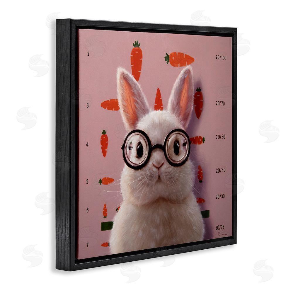 Lucia Heffernan Bunny & Carrots Eye Exam Black Floating Frame Canvas Wall Art Print