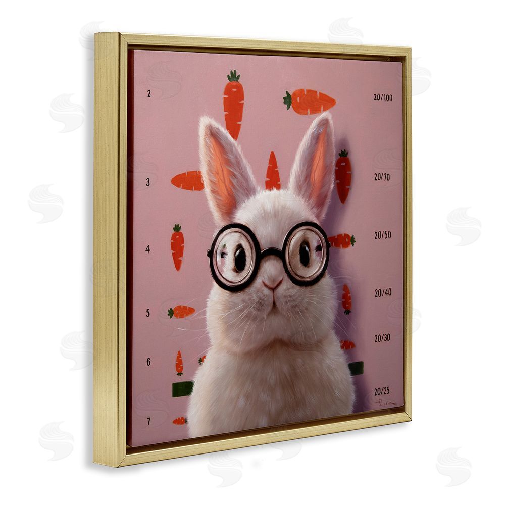 Lucia Heffernan Bunny & Carrots Eye Exam Gold Floating Frame Canvas Wall Art Print