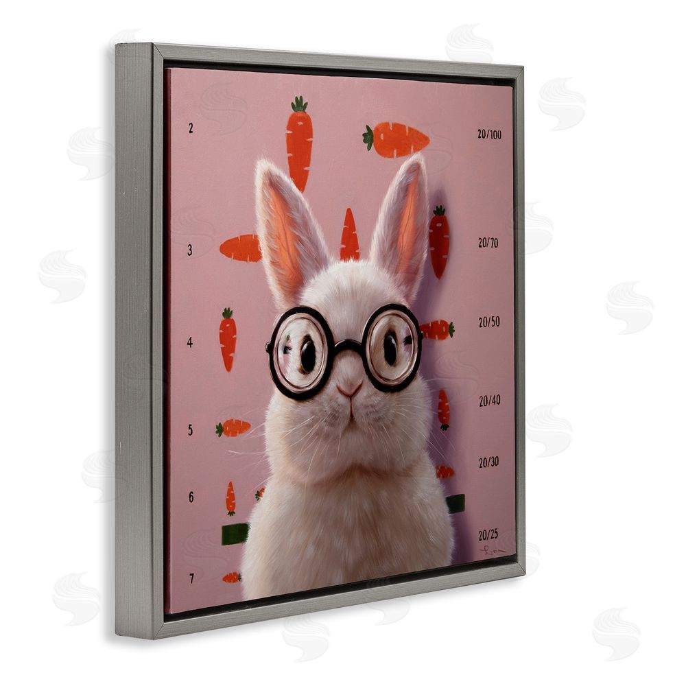 Lucia Heffernan Bunny & Carrots Eye Exam Gray Floating Frame Canvas Wall Art Print
