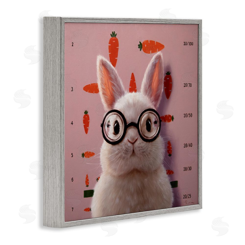 Lucia Heffernan Bunny & Carrots Eye Exam Gray Framed Giclee Print Wall Art