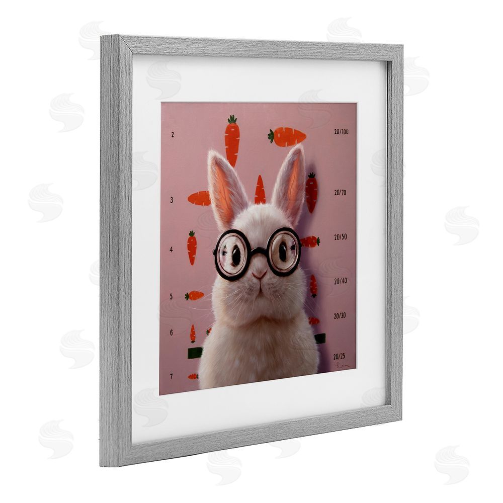 Lucia Heffernan Bunny & Carrots Eye Exam Gray Framed Print Under Glass Wall Art