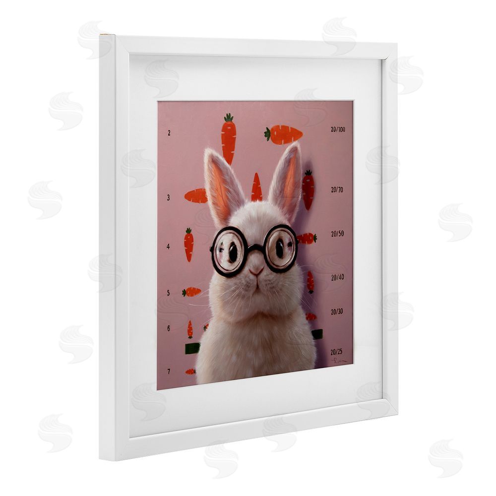 Lucia Heffernan Bunny & Carrots Eye Exam White Framed Print Under Glass Wall Art