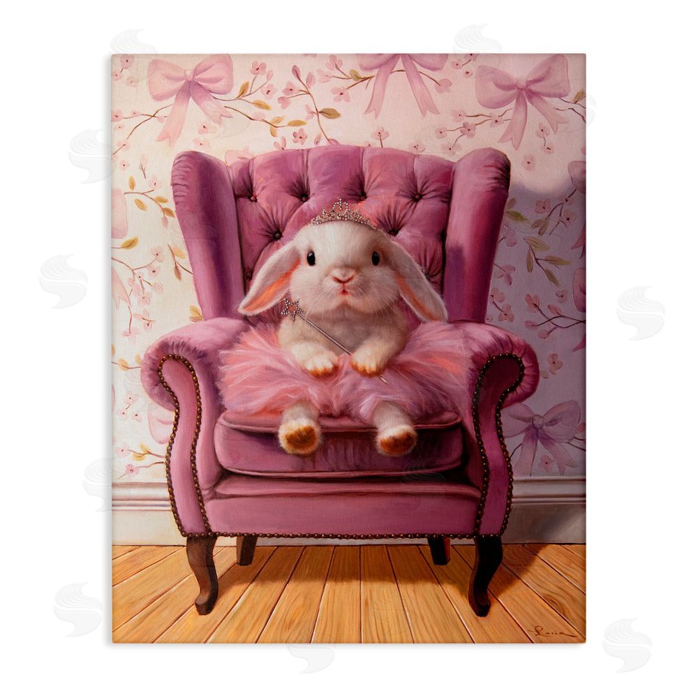 Lucia Heffernan Pink Princess Tutu Bunny Stretched Canvas Wall Art Print