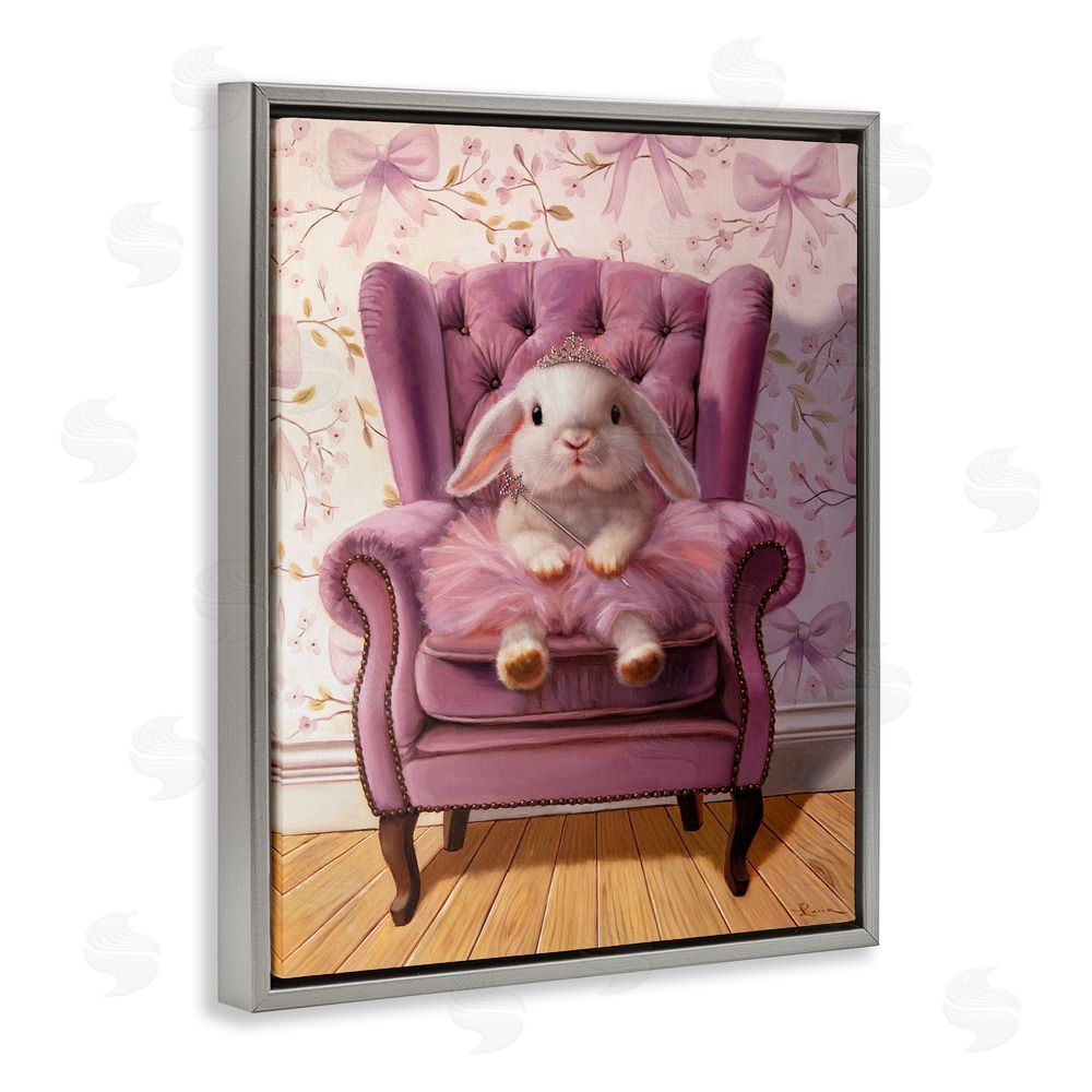 Lucia Heffernan Pink Princess Tutu Bunny Gray Floating Frame Canvas Wall Art Print