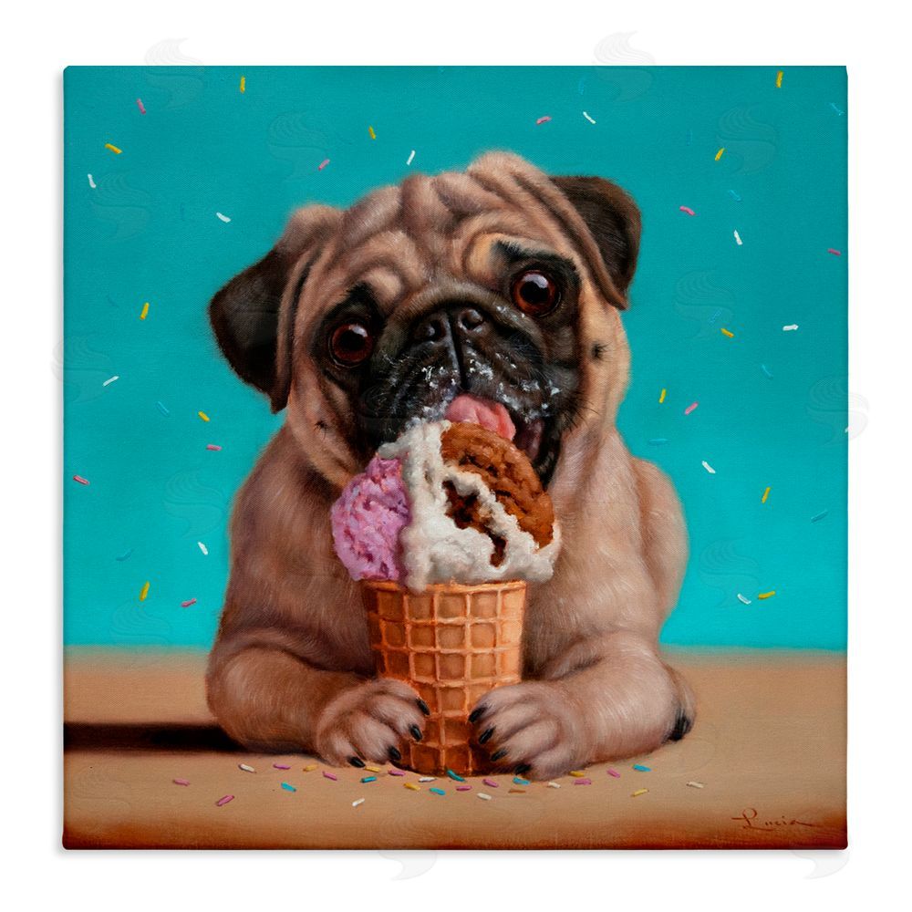 Lucia Heffernan Neapawlitan Ice Cream & Dog Stretched Canvas Wall Art Print