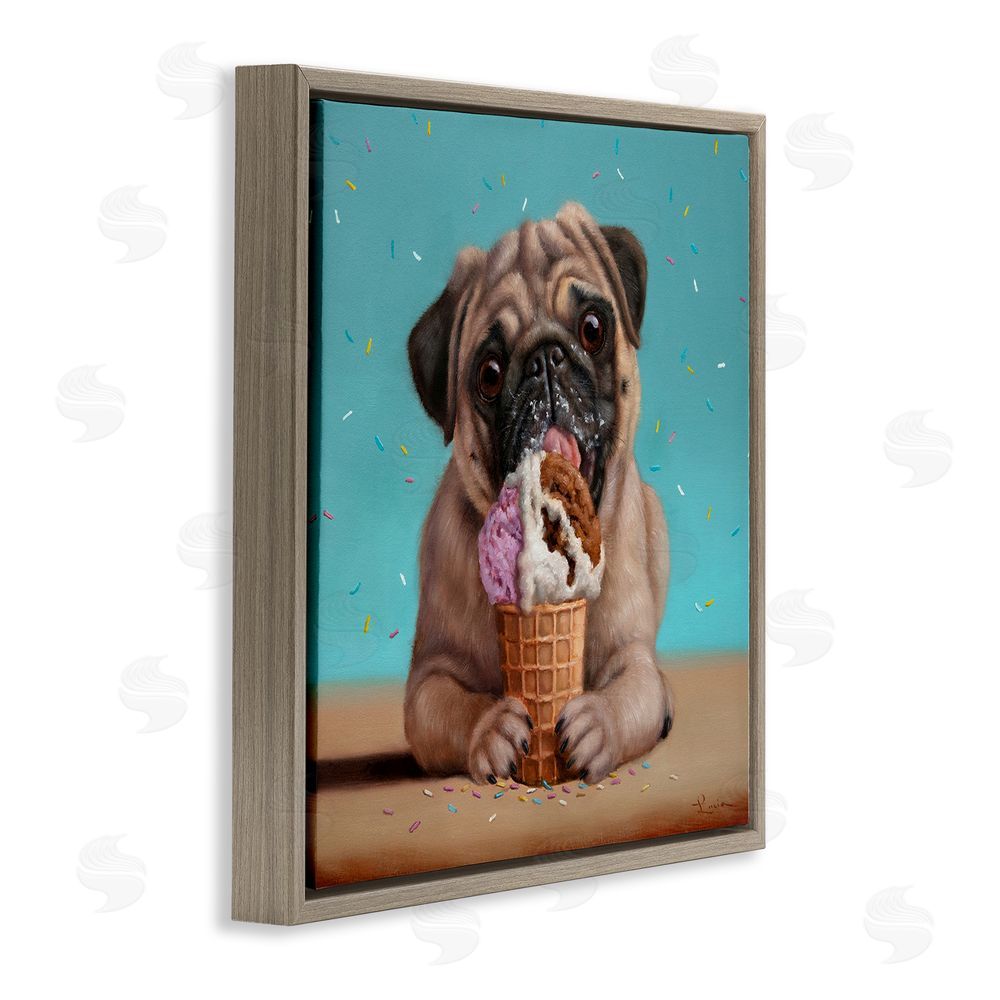 Lucia Heffernan Neapawlitan Ice Cream & Dog Brown Floating Frame Canvas Wall Art Print